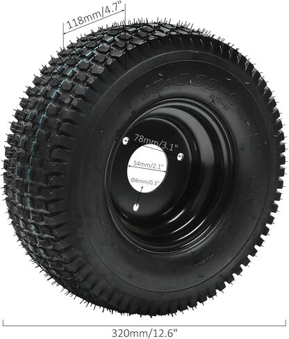 13x5.00-6 ATV Tubeless Tire & Rim Set with 23T Spline Rear Wheel Hubs, 6" Rim, 4-Ply, for Go Kart, ATV, Mini Bike, Lawn Mower, Snowblower – 2 Pack in Kuwait