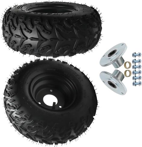 14x5.00-6 All-Terrain Go Kart & Mini Bike Tire with 6" Aluminum Rim, Tubeless ATV Wheel Assembly, 2-Ply 308lb Load, Universal Quad, UTV, Golf Cart, Silver Front Hubs in Kuwait