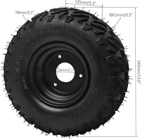 14x5.00-6 All-Terrain Go Kart & Mini Bike Tire with 6" Aluminum Rim, Tubeless ATV Wheel Assembly, 2-Ply 308lb Load, Universal Quad, UTV, Golf Cart, Silver Front Hubs in Kuwait
