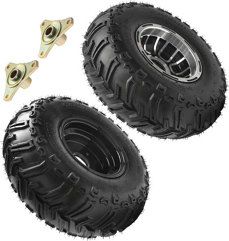2 Pack 16x8-7 ATV & Go Kart Tires with 3-Bolt Aluminum Rim, Tubeless Nylon 4PLY, Rear Wheel Hubs for Drift Trike, UTV, Buggy, Lawn Mower, Mini Bike (17T Spline Hubs) in Kuwait