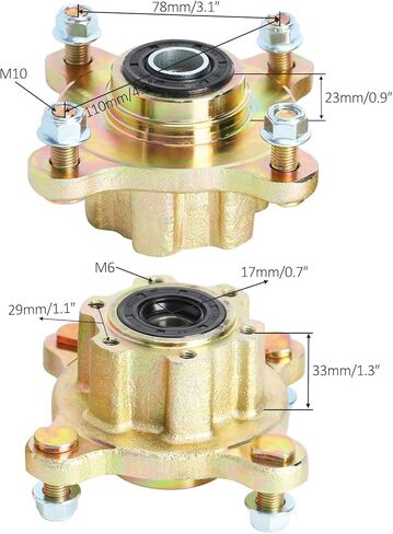 مجموعة إطارات وعجلات مقاس 18 × 9.50-8 مع حافة ألومنيوم ذات 4 مسامير - عبوتان لعربة الجولف، ATV، UTV، Go Kart، دراجة الانجراف، عربات التي تجرها الدواب، جزازة الطرق الوعرة، مع محاور عجلات أمامية 17 مم - 4 طبقات in Kuwait