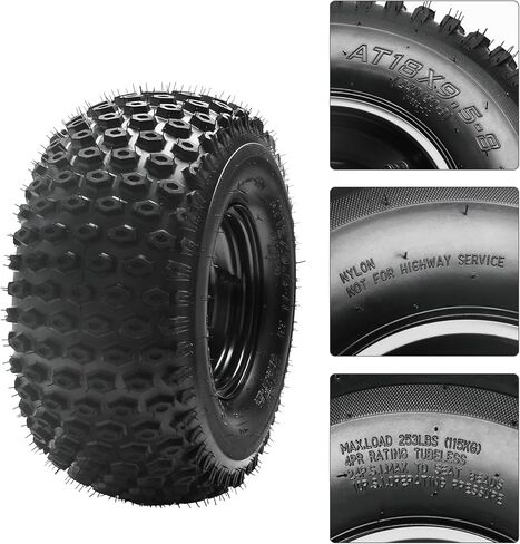 مجموعة إطارات وعجلات ATV للطرق الوعرة 18x9.50-8، 240/50-8 بدون أنبوب، حافة حديدية 8 بوصة، نمط مسمار 4 عروة 110 مم لعربة الذهاب، رباعية، UTV، عربات التي تجرها الدواب، دراجة ثلاثية الانجراف، عربة جولف - عبوة واحدة in Kuwait