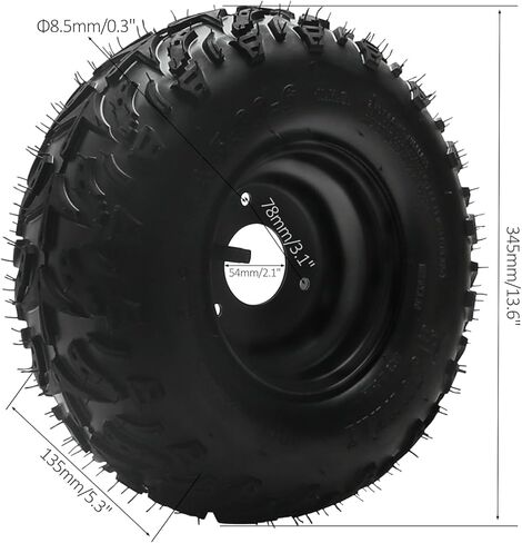 14x5.00-6 Go Kart Tire and Wheel Assembly, 6" Aluminum Rim, All-Terrain Tubeless Tire, 2-Pack with 17T Spline Rear Wheel Hubs for ATV, Mini Bike, Go Kart, Quad, UTV, Lawn Mower in Kuwait