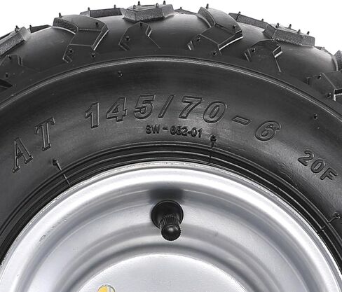 إطار Go Kart مقاس 145/70-6 ومجموعة عجلات حافة مقاس 6 بوصات، نمط 3 مسامير بدون أنابيب، مسافة مسمار 78 مم، لمركبات ATV، UTV، دراجة صغيرة، دراجة ثلاثية الانجراف، جزازة العشب - عبوة واحدة in Kuwait