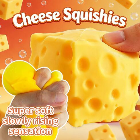 2 Packs Cheese Squishy Slow Rising, Squishy Squeeze Yellow Cheese Block, Soft Novelty Toy, Stress Balls for Adults Rebounding Sensory Squishys Cheese in Kuwait