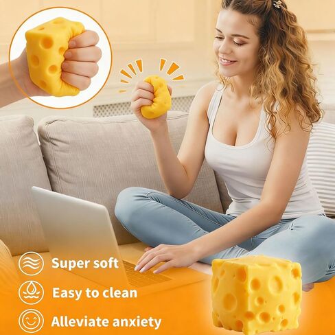 2 Packs Cheese Squishy Slow Rising, Squishy Squeeze Yellow Cheese Block, Soft Novelty Toy, Stress Balls for Adults Rebounding Sensory Squishys Cheese in Kuwait