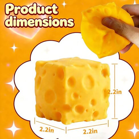 2 Packs Cheese Squishy Slow Rising, Squishy Squeeze Yellow Cheese Block, Soft Novelty Toy, Stress Balls for Adults Rebounding Sensory Squishys Cheese in Kuwait
