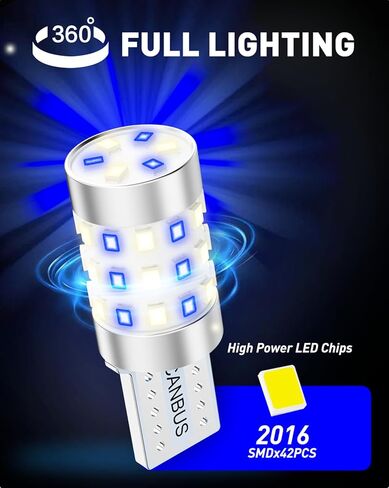 168 2825 W5W T10 CAN-Bus LED لمبة مزدوجة اللون أبيض/أزرق جليدي مفاتيح خلفية للسيارة الداخلية لخريطة القبة وأضواء لوحة القيادة، حزمة من 2 in Kuwait