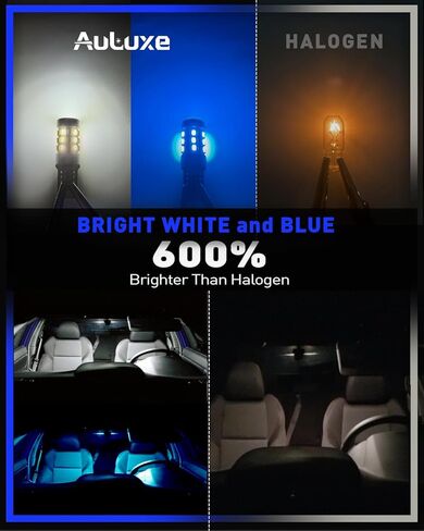 168 2825 W5W T10 CAN-Bus LED لمبة مزدوجة اللون أبيض/أزرق جليدي مفاتيح خلفية للسيارة الداخلية لخريطة القبة وأضواء لوحة القيادة، حزمة من 2 in Kuwait
