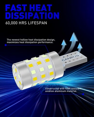 168 2825 W5W T10 CAN-Bus LED لمبة مزدوجة اللون أبيض/أزرق جليدي مفاتيح خلفية للسيارة الداخلية لخريطة القبة وأضواء لوحة القيادة، حزمة من 2 in Kuwait