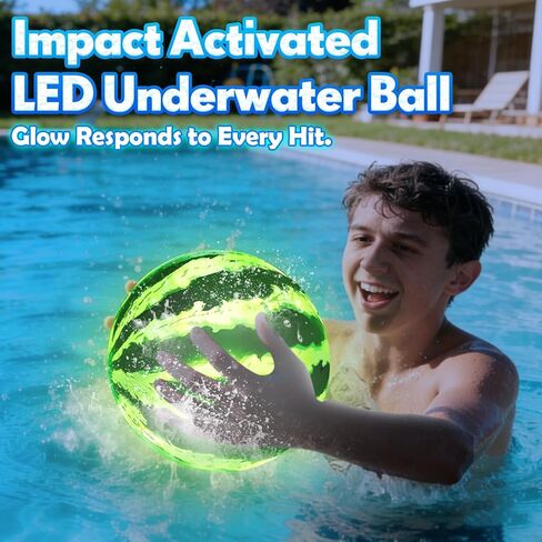 لعبة كرة حمام السباحة LED تحت الماء - عبوة واحدة من لعبة كرة الماء المتوهجة مقاس 9 بوصات للأطفال والمراهقين، لعبة رياضات حمام السباحة لكرة القدم المائية وكرة السلة، لعبة حمام سباحة ممتعة لحفلات الفناء الخلفي واللعب المائي في الهواء الطلق in Kuwait