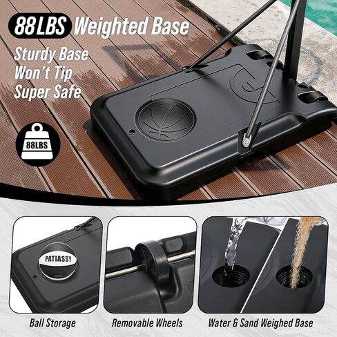 Pool Basketball Hoop – Height Adjustable 57" to 68" Portable Poolside Basketball Hoop with Wheels, Glow-in-Dark Backboard & LED Rim, Glow Ball + Standard Ball, Indoor Outdoor Night Games in Kuwait