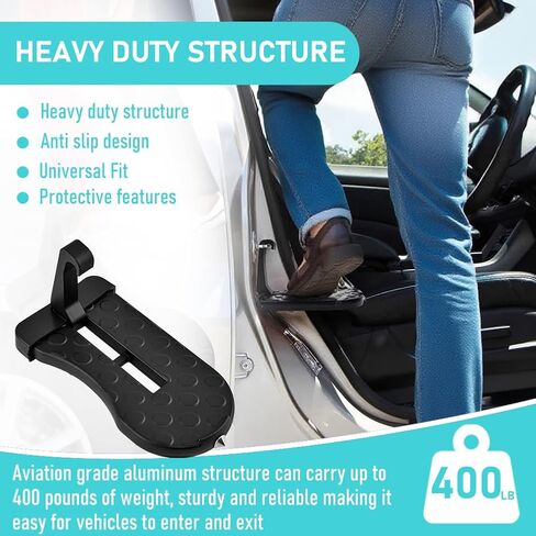 Car Door Step, Multi-Foldable Aluminum Alloy Roof Rack Car Door Step, 400lb Capacity, 6.3-inch Platform Suitable for Most Cars, SUVs, and Trucks in Saudi Arabia