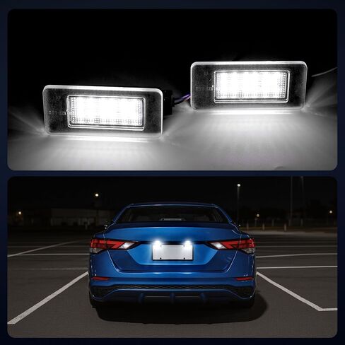 قطعتان من ضوء لوحة الترخيص، ضوء العلامة، عدسة شفافة، مجموعة المصابيح الخلفية لسيارة Nissan Altima/Sentra/Rogue/Versa، مدعومة بـ 18-SMD Xenon White LED in Kuwait