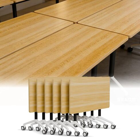 Conference Table Folding Conference Room Tables on Wheels 3.9 Foot, Modular Mobile Training Table Set of 4, Modern Large Foldable Meeting Table Flip Top Stackable Nesting Storage Black in Kuwait