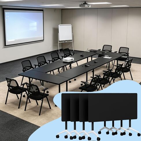 Folding Conference Room Table with Wheels,Flip Top Modular Training Meeting Table,Stackable Mobile Conference Table,Wooden Top Sturdy Frame,Space Saving,for Office,Classroom(2pack,63IN,Grey) in Kuwait