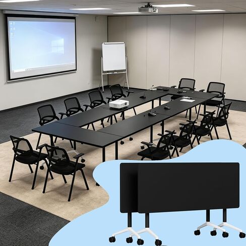 Folding Conference Room Table with Wheels,Flip Top Modular Training Meeting Table,Stackable Mobile Conference Table,Wooden Top Sturdy Frame,Space Saving,for Office,Classroom(2pack,63IN,Grey) in Kuwait