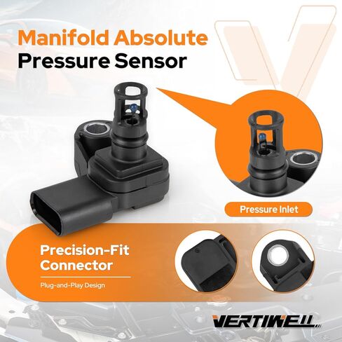 Manifold Absolute Pressure MAP Sensor Compatible with Chevy Chevrolet GMC Cadillac Buick Silverado 1500 LTD Trailblazer Blazer Colorado Sierra 1500 l4 l3 V6 2.7L 2019-2024 Replaces AS725 in Kuwait