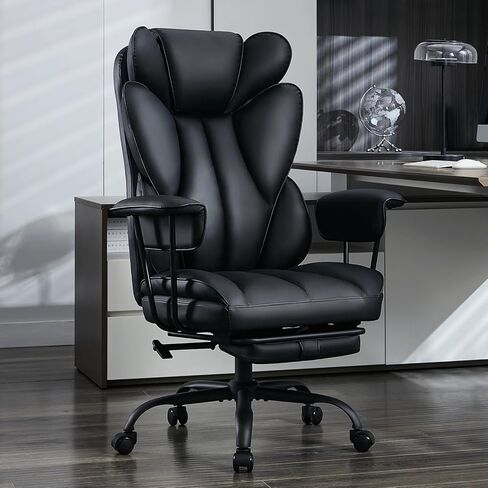 amseatec Big and Tall Office Desk Chair - Wide Ergonomic Executive with Footrest, High Back Lumbar Support Reclining Gaming Computer Chair for Heavy People (White) in Kuwait