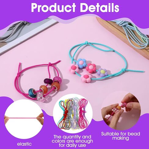 Ouligay 13 Yards 2mm Elastic Band Cord Bracelet String Rubber Rope Elastic String for Bracelets 12 Colors 3.3ft/PCS Beaded Cords Small Bungee Shock Cord for DIY Crafts Beading Sewing Jewelry Making in Kuwait