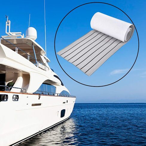 Boat Mat Vibration Resistant Noise Isolation Yacht Non-Slip Mat for Heavy Duty Marine Floors, EVA Light Grey 94.5*17.7*0.2 Inch (Grey in Kuwait