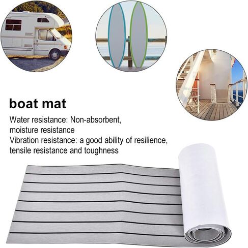 Boat Mat Vibration Resistant Noise Isolation Yacht Non-Slip Mat for Heavy Duty Marine Floors, EVA Light Grey 94.5*17.7*0.2 Inch (Grey in Kuwait