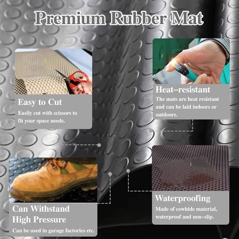 Non-Slip Rubber Commercial Mats for Mechanics, Heavy-Duty Automotive Floor Matting, SUV Shed Protector, Durable Gray Mat (60x70cm / 23.6x27.5in) in Kuwait