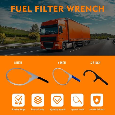4.6 Inch, 6 Inch, 8 Inch Fuel Filter Wrench, Oil Filter Wrench Set Compatible with 380134 382 Detroit Diesel Truck Engines in Kuwait