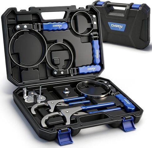 DISEN Oil Filter Wrench Set, 8PCS Oil Filter Swivel Wrench Set 2-3/4" to 5-1/4", 9" & 12" Adjustable Oil Filter Pliers,Universal 3-Jaw Removal Tool with 1/2" to 3/8" Adapter, Organized in Storage Case in Kuwait