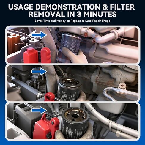 DISEN Oil Filter Wrench Set, 8PCS Oil Filter Swivel Wrench Set 2-3/4" to 5-1/4", 9" & 12" Adjustable Oil Filter Pliers,Universal 3-Jaw Removal Tool with 1/2" to 3/8" Adapter, Organized in Storage Case in Kuwait