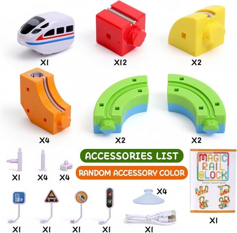 Electric Train Set for Kids,3D Infinity Flexible Track, DIY Track Building Kits with Train and Traffic Signs Traffic, STEM Gravity-Defying Learning Toy for Boys Girls 4 5 6 7 8 Birthday in Kuwait