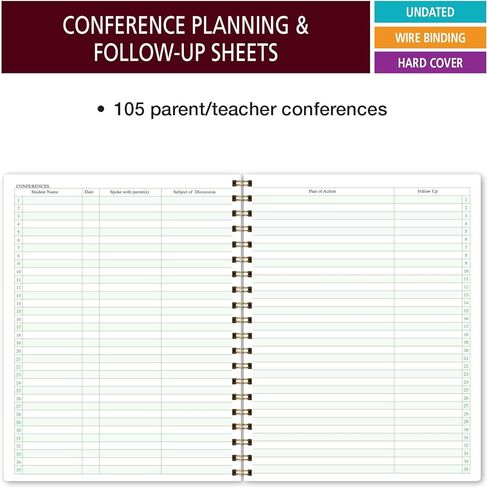 Elan Publishing Company Teacher Class Record Book for 9-10 Weeks, 35 Students, 8.5"x11" - Includes Bookmark, Seating Charts, Perforated Grading Sheets (Rainbow Gold Marble) in Kuwait