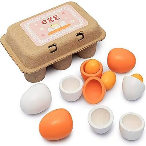 Sportsvoutdoors 6PCS Egg Kitchen Toys, Wooden Toy Food, Kids Play Food Cooking DIY Kitchen Pretend Play Food Set, Easter Eggs in Kuwait