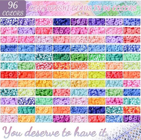 wuzoe Friendship Bracelet Kit, 16888pcs, 96 Colors Polymer Clay Beads & 1200 Letter Beads，Bracelet Making Kit for DIY Jewelry Making&Friendship Bracelet Making in Kuwait