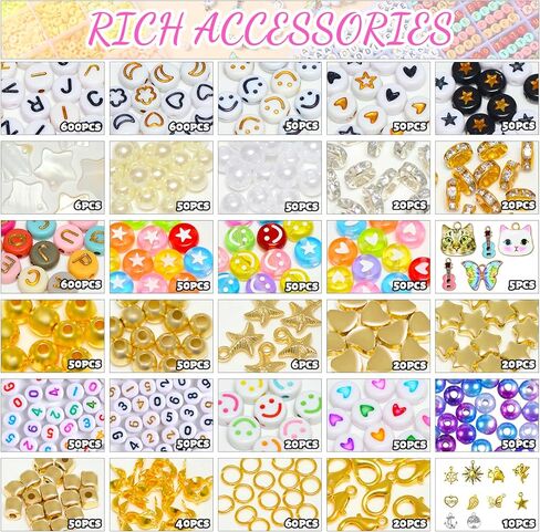 wuzoe Friendship Bracelet Kit, 16888pcs, 96 Colors Polymer Clay Beads & 1200 Letter Beads，Bracelet Making Kit for DIY Jewelry Making&Friendship Bracelet Making in Kuwait