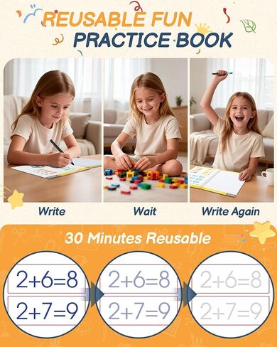Magic Grooved Writing Practice for Kids Ages 3–8 – 8-Book Reusable 3D Handwriting & Tracing Workbook Kit with Disappearing Ink, Preschool Learning Activity in Kuwait