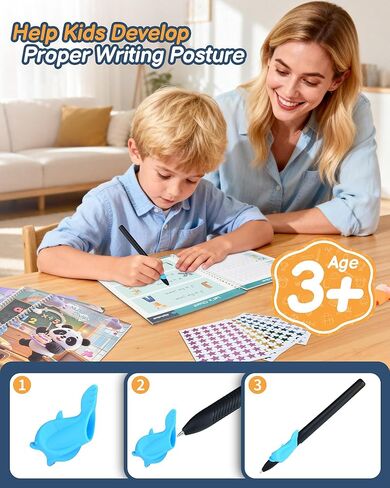 Magic Grooved Writing Practice for Kids Ages 3–8 – 8-Book Reusable 3D Handwriting & Tracing Workbook Kit with Disappearing Ink, Preschool Learning Activity in Kuwait
