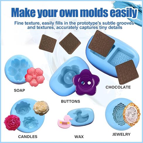Silicone Putty, Silicone Molds Putty 1:1 Mixing Ratio Shaping Clay that Cures Quickly Hardens After Drying for Making Resin Crafts Wax Models Sculptures, 200g in Kuwait