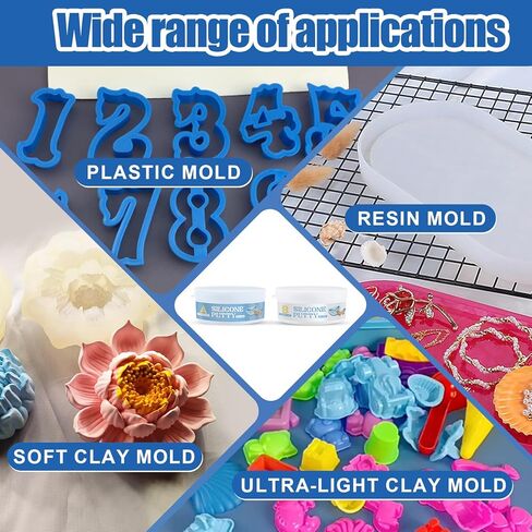 Silicone Putty, Silicone Molds Putty 1:1 Mixing Ratio Shaping Clay that Cures Quickly Hardens After Drying for Making Resin Crafts Wax Models Sculptures, 200g in Kuwait