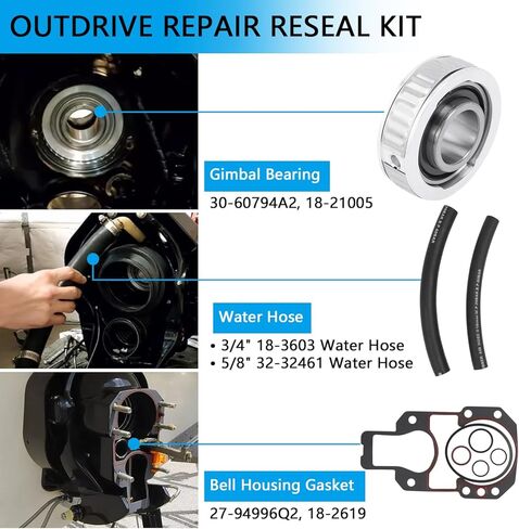 مجموعة منفاخ إصلاح الختم 803097T1 متوافقة مع محركات MerCruiser Alpha One Gen I Stern مع كابل U-Joint/Shift/منفاخ العادم ومحمل Gimbal، لـ Sierra 18-8213 18-2601-1 in Kuwait