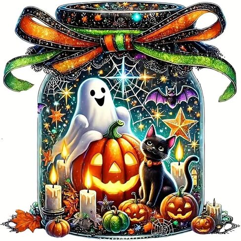 LKHMVCA Halloween Ghost Read Cat Flower Paint by Number Kits for Adults, DIY Paint by Numbers Kits for Adults Beginners Without Frame, Acrylic Paint Canvas Painting Kits Art for Home Decor 16x20 Inch in Saudi Arabia