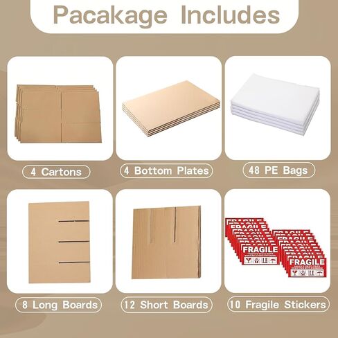 4 Sets Wine Bottle Moving Boxes, 16 x 12 x 12 Inch Moving Boxes with Divider Kits, Wine Shipping Box with Reinforced Cardboard & Handles, Glassware Packing Kits with Corrugate Dividers in Kuwait