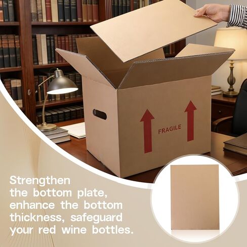 4 Sets Wine Bottle Moving Boxes, 16 x 12 x 12 Inch Moving Boxes with Divider Kits, Wine Shipping Box with Reinforced Cardboard & Handles, Glassware Packing Kits with Corrugate Dividers in Kuwait
