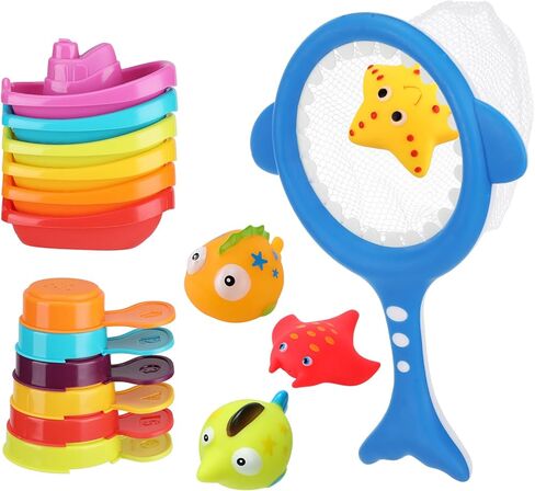 17Pcs Small Water Table Toys for Toddlers 1-3 - Super Easy to Clean, Baby Bath Toys Water Table Accessories with Floating Boats Spoons, for Kids Swimming Pool Tactile Training Educational Gifts in Kuwait