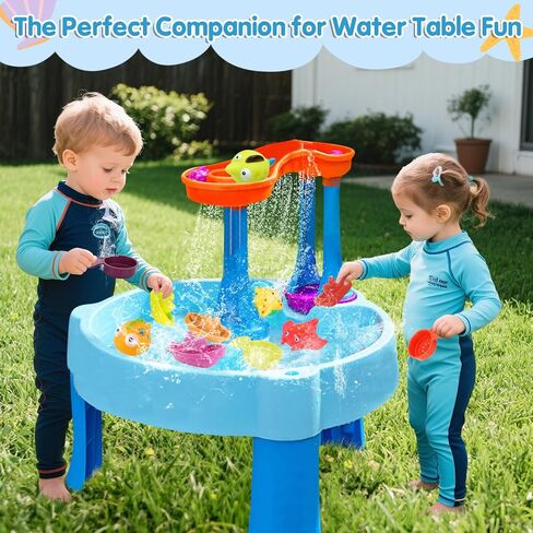 17Pcs Small Water Table Toys for Toddlers 1-3 - Super Easy to Clean, Baby Bath Toys Water Table Accessories with Floating Boats Spoons, for Kids Swimming Pool Tactile Training Educational Gifts in Kuwait