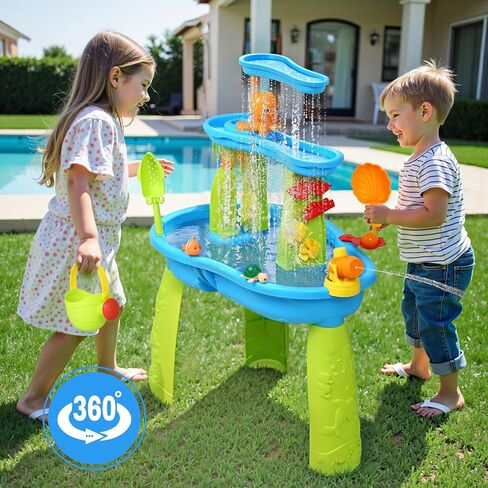 Hugut Upgraded 3-Tier Sand Water Table – Outdoor Sensory Play Table for Kids, Ideal Gift for Backyard Summer Fun in Kuwait