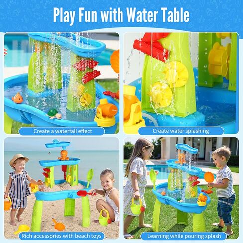 Hugut Upgraded 3-Tier Sand Water Table – Outdoor Sensory Play Table for Kids, Ideal Gift for Backyard Summer Fun in Kuwait