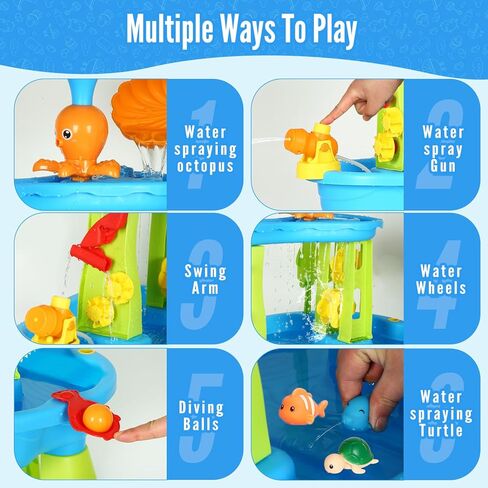 Hugut Upgraded 3-Tier Sand Water Table – Outdoor Sensory Play Table for Kids, Ideal Gift for Backyard Summer Fun in Kuwait