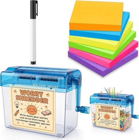 AmazingSpark Mini Worry Shredder Set for School Counselors Portable Manual Paper Shredder for Anxiety Relief, Teacher Classroom Must Haves, Back to School and Office Supplies, Inspirational Gifts in Kuwait