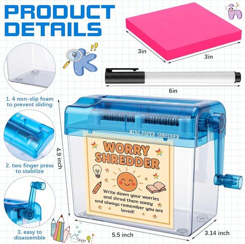 AmazingSpark Mini Worry Shredder Set for School Counselors Portable Manual Paper Shredder for Anxiety Relief, Teacher Classroom Must Haves, Back to School and Office Supplies, Inspirational Gifts in Kuwait